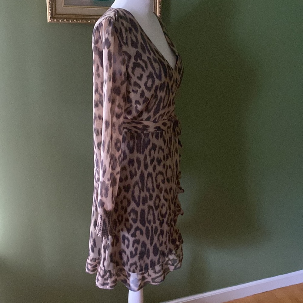 Bar III Animal Print Ruffled Wrap Dress sz S - Picture 7 of 13